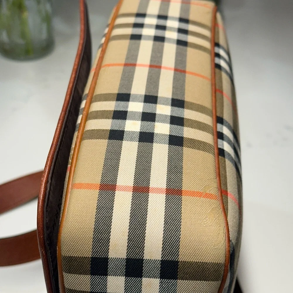 Burberry Nova Check Canvas & Leather Messenger Shoulder Bag